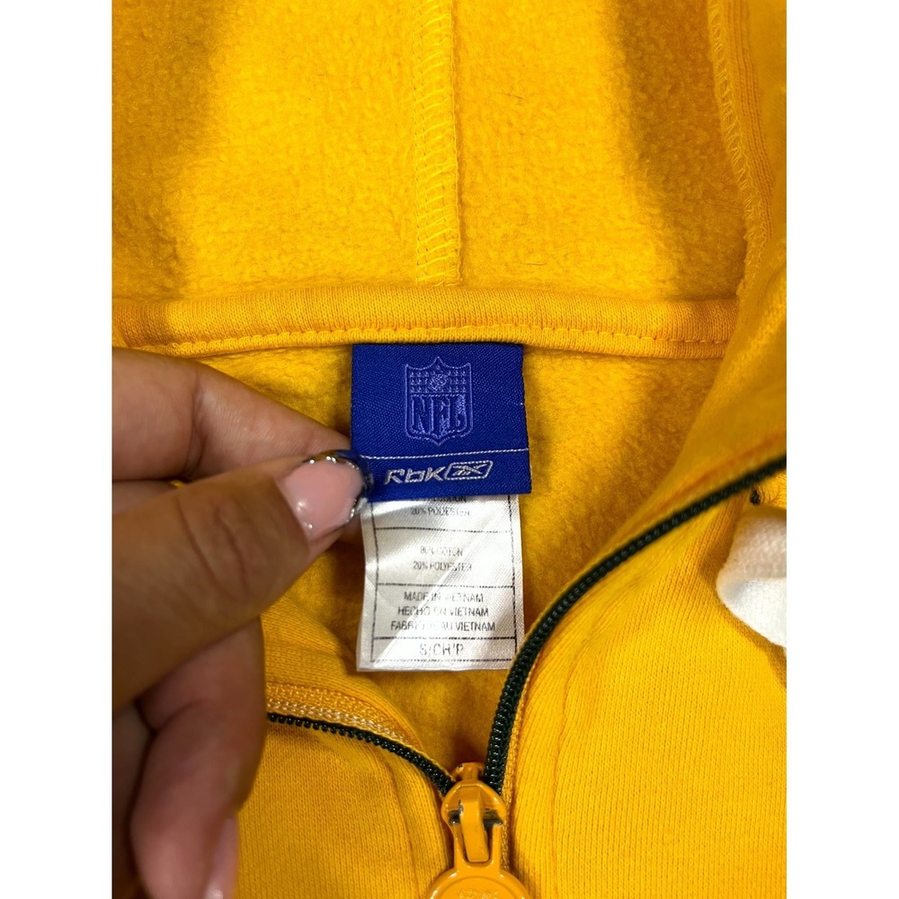 Green Bay Packers Hoodie Mens Small Yellow Reebok Football NFL Full Zip Athletic - Picture 5 of 12